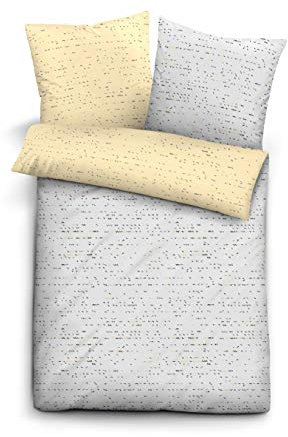 biberna 0068576 Bettwäsche Garnitur mit Kopfkissenbezug Baumwoll-Satin 1x 155x200 cm + 1x 80x80 cm sturmgrau