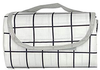 SlimpleStudio Campingdecke,Neue Karierte Picknickmatte Picknick Stoff Strandmatte Outdoor wasserdichte und feuchtigkeitsbeständige Matte-Weißes Gitter_200x200cm