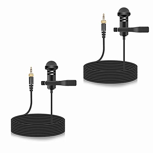2-Pack Lavalier Microphone Compatible with Rode Wireless Pro/Wireless GO II 2 Bodypack Transmitters, Omnidirectional Condenser Lapel Mic for Vlog/Lectures/Broadcasters