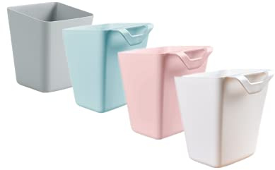 Rikyo 4 Stück hängende Becherhalter, Trolley-Aufbewahrungskorb, 11,9 x 10,2 cm hängender Stiftehalter, Aufbewahrungsbehälter, Hängeeimer,Make-up-Bleistifthalter,Küchenbehälter (4 Farben)