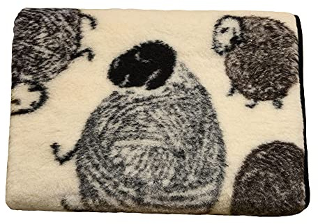 SamWo Schafwolldecke/Kuscheldecke, 100% Merinowolle, 100x140cm Sheep