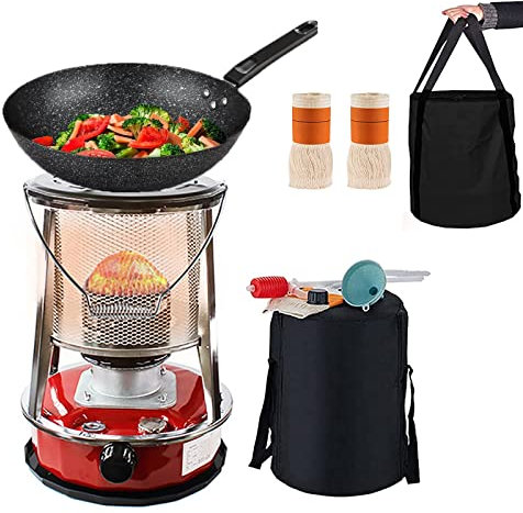 Petroleumofen Für Innenräume,Petroleum Heizung,Mobile Heizung Ohne Strom Innen,Tragbarer Petroliumheizer,Camping Heizung Und Kochen,Effizienter Petroleum Ofen Indoor Mit Umfallschutz (Color : Red)