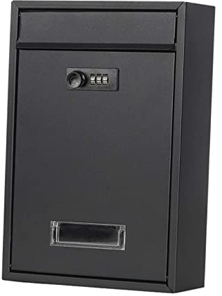 Colcolo Large Locking Mailbox Wall Mount, with Combination Lock Post Letter Letter Box Iron Retro Loading Newspaper Gate
