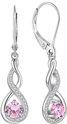 Starchenie Unendlichkeit Ohrringe 925 Sterling Silber Ohrringe Geburtsstein Ohrringe Verdrehter Schmuck für Damen