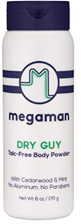 Megaman Sweat Absorbing Body Powder - Dry Guy | Prevents Chafing & Odor | Groin, Body, Feet & More | Talc-Free, All Natural | 6 oz
