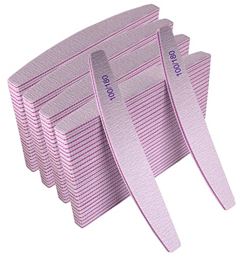 Nagelfeilen (100 Stück), Körnung 100/180, Nagelfeile, Schmirgelbrett, Großpackung für Acrylnägel und Naturnägel, Limas para Unas Acrilicas, professionelle Packung Feilen für Gelnägel, doppelseitige
