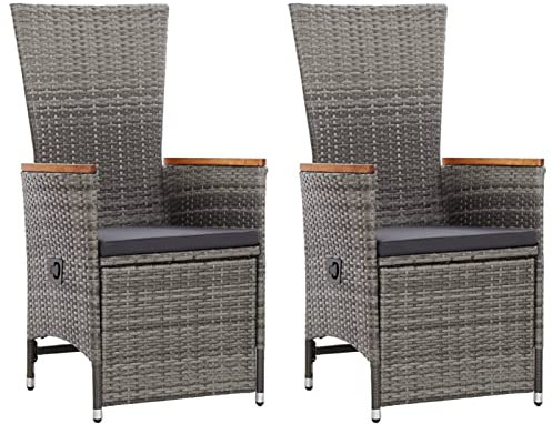 Keketa Homgoday Garten-Liegestühle 2 STK. mit Auflagen Poly Rattan Grau Gartenmöbel Model46045
