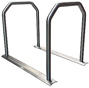 steland metallmanufaktur® Cykelställ | Rostfritt stål | Stödsystem för 4 cyklar | Säkert stativ (rostfritt stål bygel, golvstag i rostfritt stål)