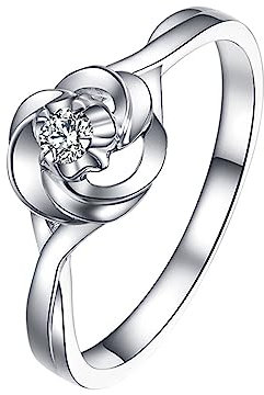 Eheringe 950 Platin, Verlobungsringe Hohl Geometrisch Labor Geschaffener Diamant 0.04ct Runde Form Weiß Trauringe Größe 49 (15.6)