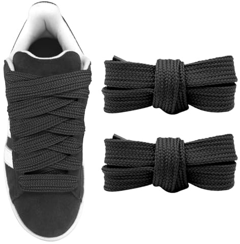 UamGlsob 20mm Extra Wide Chunky Fat Laces for Adidas Campus 00s Black,115cm