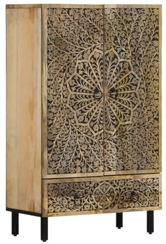 vidaXL Highboard, Sideboard mit viel Stauraum, Schrank Kommode mit Eisenbeinen, Beistellschrank Hochschrank Anrichte, Massivholz Mango