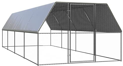 Gaseeto Outdoor Hühnerstall XXL 3x8x2 m Outdoor-Hühnerkäfig Geflügelstall Hühnerhaus Vogelkäfig Hühnergehege Kaninchenkäfig Freilaufgehege,Hühnervoliere Hühnergehege Kleintierstall Verzinkter Stahl