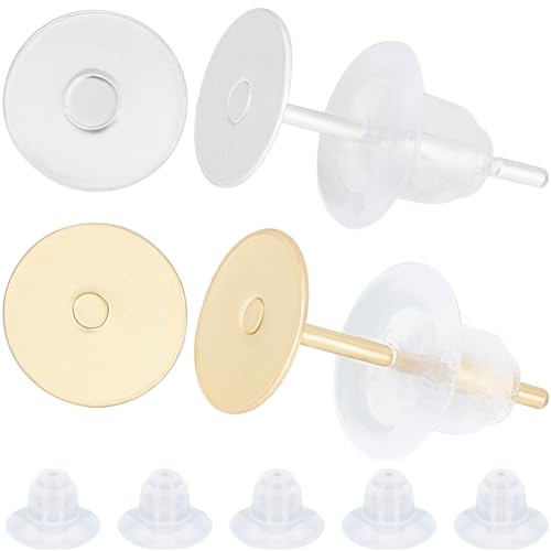 Beebeecraft 200Pcs 2 couleurs Boucles D'Oreilles à Tige avec 6mm Plateau