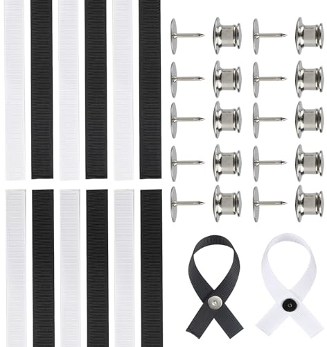 30 PZ Appendini Senza Cuciture per Tessuti 180 x 12 mm, Appendini per Asciugamano Terry senza Cuciture, Appendini in Loop per Asciugamani da Bagno Telo Panno Articoli Decorativi, Nero/Bianco