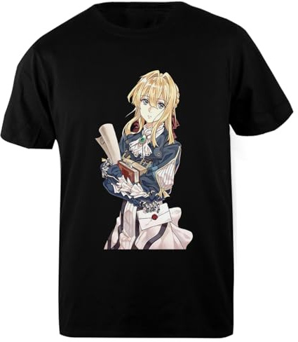 Violet Evergarden Character T-Shirt Homme Basic Coton Noir