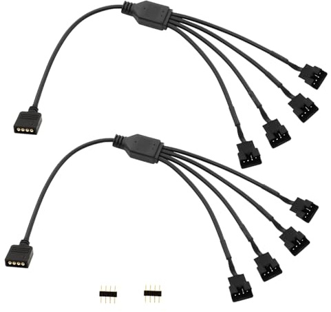LANMINGLEL 4Pin Splitter Cable Rgb 12V Power Extension for PC Fans Motherboard LED Strips (M 1 à 4, 2)