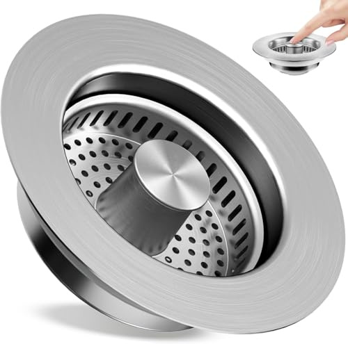 CVIUYO 304 Stainless Steel Kitchen Sink Drain Strainer – Fine Mesh Anti-Clogging Sink Filter with Easy-Lift Handle, Fits Most Standard Drains (3.5-4.5 inches)