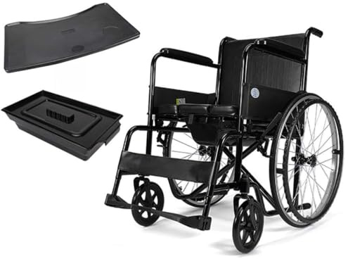 Sedia da Toilette, Sedia a rotelle Leggera per Adulti - Sedia a rotelle per Trasporto Medico, Sedia a rotelle per Bagno, Sedia a rotelle con rotelle di bloccaggio, Sedia a rotelle per pazien