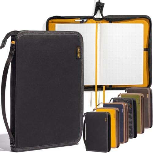 LOCHBY® Field Folio A5 | Notizbuch mit Reißverschluss | Wasserabweisende, gewachste Leinwand | inklusive Tomoe River Notizbuch | perfekt für Reisen, Kunst, Bullet Journal