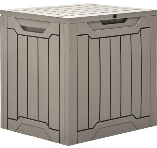 YITAHOME Outdoor Resin Storage Box 31 Gal, Water-resistant Patio Deck Box Outdoor Storage Box for Pillows, Garden Equipment, Securely Lockable, Light Brown