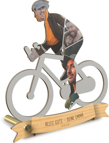 Personalisiertes Rennrad Fotomosaik Holzbild - Geschenk für Männer, Frauen und Kinder zum Geburtstag