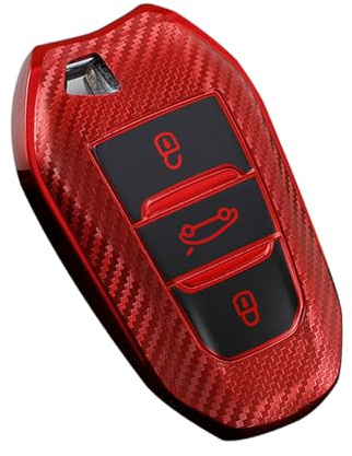 ontto Autoschlüssel Hülle Passt für Opel Grandland X Crossland X Corsa F Zafira Combo Astra Mokka-e Insignia für Jeep Avenger Benzina 2023 2024 3 Tasten TPU Schlüsselhülle Schlüsselgehäuse-B Rot