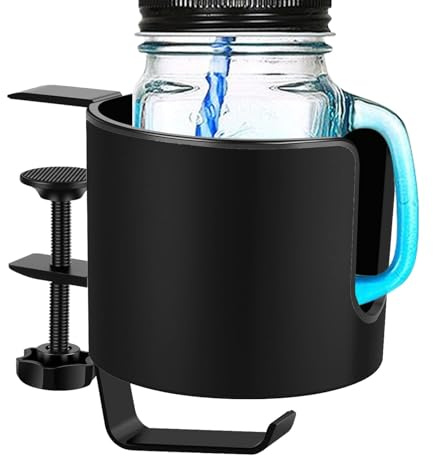 Soporte para tazas de escritorio, abrazadera 2 en 1 para tazas de mesa, soporte antiderrames, organizador de agua de café con abrazadera en el escritorio, soporte giratorio para tazas de café