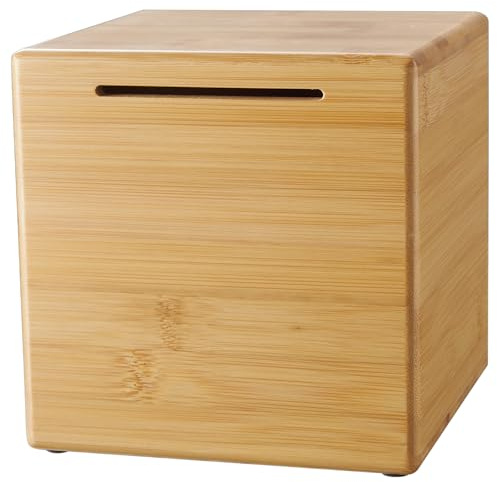 Wuhonghao Spardose aus Holz Personalisiert Erwachsene,Sparbox Groß XXL,Fortune Box Bambus Nicht zum öffnen,Sparen Sparbüchse ohne öffner,Geldsparbox für Scheine Robust,Holzspardose ungeöffnet,Geldbox