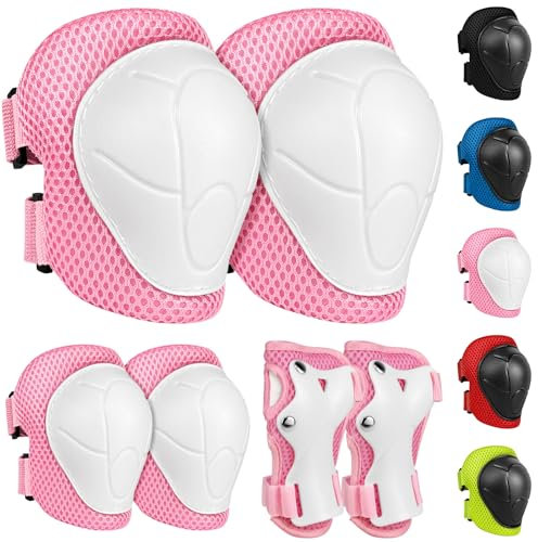 LeapBeast Protection Roller Enfant, Protection Trotinette Freestyle，pour Roller, Skateboard, Vélo, Trottinette 3 à 8 Ans garçons et Filles,Cadeaux, Coudières et Protèges-Poignets 6 en 1 (Rose, S)