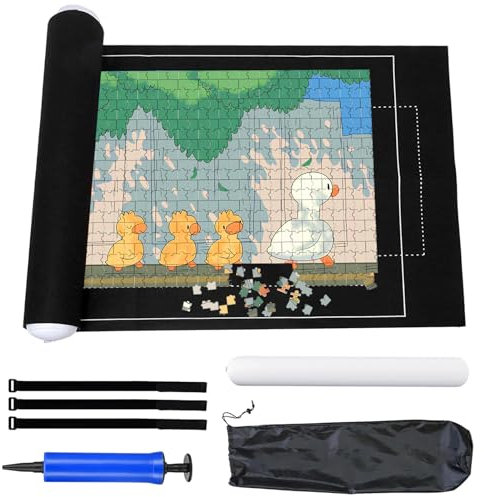 Xmart Puzzlematte Puzzlerolle Puzzle Pad Puzzelmatte Tragbare Puzzleunterlage Teppich für Bis zu 1500 Teile Praktisches Zubehör für die Aufbewahrung und den Transport von Puzzles Schwarz