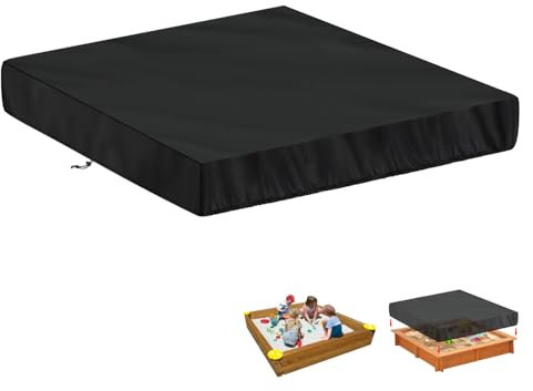 LAMUNI Sandbox Cover Waterproof Sandpit Cover, 420D Oxford Sandpit Pool Cover, Dustproof Sandpit Covers with Drawstring, Small Square Sand Box Covers, Garden Sand Pit Cover, 150x150x20cm