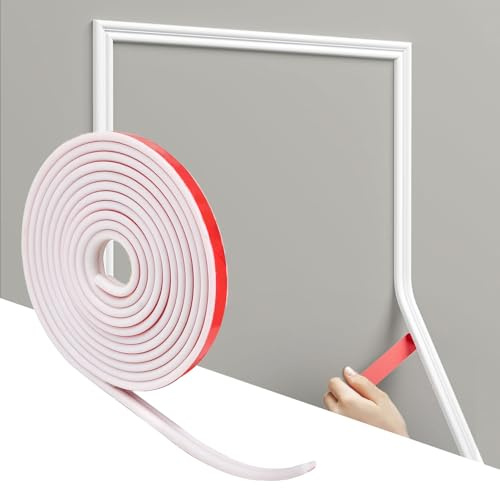 Molduras de Pared Autoadhesivas Decorativas, 6M x 40mm Moldura Adhesiva Pared Blanco, Pelar y Pegar Molduras de Techo, Decoración Casera de Bricolaje en el Marcoespejo Puerta Gabinete