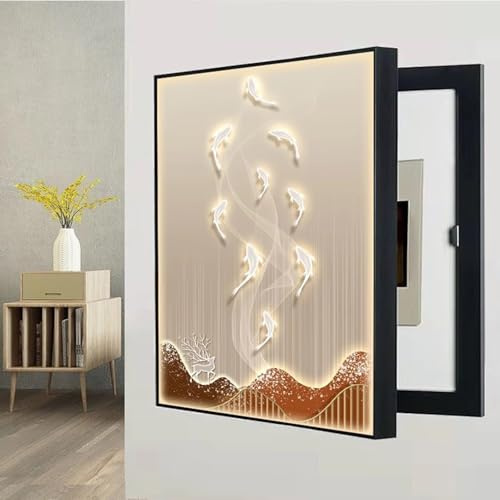 POCHY Cache Tableau Electrique, Cache Compteur Électrique D'intérieur Couvercle de Panneau Électrique Mural Peinture Décorative(D,30x40CM(11.8x15.7in))