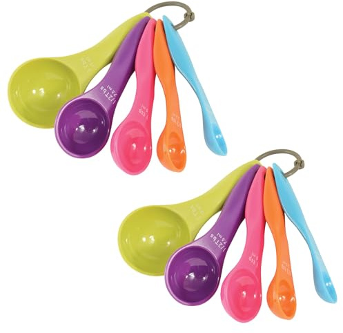 yolzhxe 10 Piezas Cucharas Medidoras, Plastico Cuchara Dosificadora con Escala, Medidor Dosificadora Gramos, Apilables measuring Spoons para Cocinar y Hornear Medir Líquidos Sólidos, Color Aleatorio