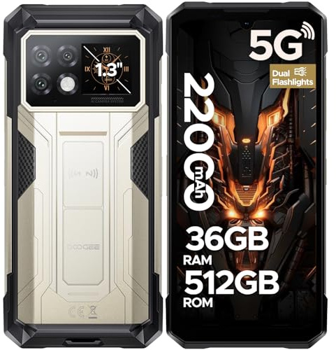 DOOGEE S200 Max Rugged Smartphone 5G- Android 15 Phones 36GB RAM+512GB ROM Rugged Phone with 22000mAh Battery 6.72 FHD 120Hz IPS Screen 108MP AI Triple Camera SIM-Free Unlocked Waterproof Phone-Gold