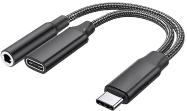 Adaptateur USB C Jack 3.5mm avec Charge Rapide, 2 en 1 Type C PD 60 W Charge Adaptateur, Adaptateur Câble Audio Écouteur Tressé Type C pour Xiaomi, iPad Pro,Samsung, Huawei,Pixel,Switch etc.