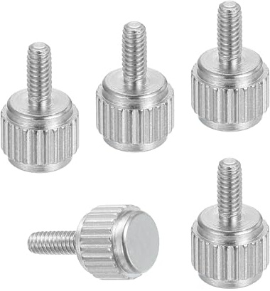 sourcing map 5 Stück M2 x 5 mm Messschieberschrauben, Edelstahl, Flachkopf-Rändelschrauben, metrisch, gerändelt, Rundkopfschrauben, Griffknöpfe, Handfestziehen für Messwerkzeug