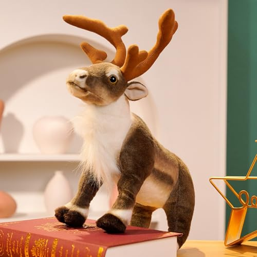 champracer Rentier Kuscheltier Weihnachts Kuscheltier Plüschtiere Rentier Weihnachts Plüsch-Dekokissen Süßes Weich Stofftier Flauschig für Sofas Betten Dekorationen (42cm,Stehend-A)