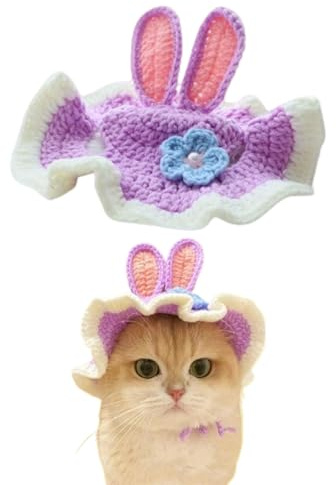 THXFUNAREA 1 pezzo di cappello per cani di piccola taglia,cappello morbido e confortevole per cani,cappello per gatti per piccoli animali domestici,decorazione per feste per animali domestici (viola)
