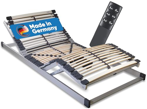 RehaSleep elektrischer Lattenrost Deluxe 90x200 – Schlafen wie auf Wolken durch 44 Birkenholzleisten – 100 Nächte Probeschlafen – Lattenrost elektrisch verstellbar Made in Germany
