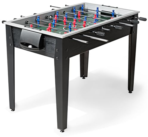 HOMASIS Futbolín de Mesa de Madera con 2 Globos, 8 Varillas Equipadas con Mango Cómodo, 2 Goleadores y 2 Cajas de Bolas, Juego de Mesa de Fútbol para Niños y Adultos, 122 x 61 x 79 (Negro)