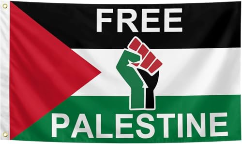 Bandera Palestina – 90x150cm (3x5ft) / 60x90cm (2x3ft) – Bandera Palestino Grande de Poliéster con Ojales Metálicos, Resistente para Exterior e Interior, Decoración Casa (B 1pcs, 60 * 90)