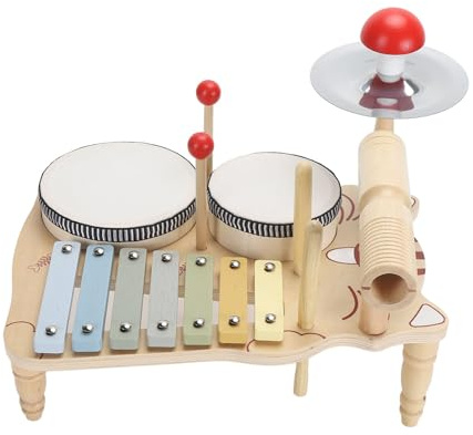 Asixxsix Kindertrommel-Set, Holztrommel-Set für Kleinkinder, Baby-Musikinstrumente, Montessori-Spielzeug, Schlaginstrumente, Xylophon, Pädagogisches Musikspielzeug, Geburtstagsgeschenke