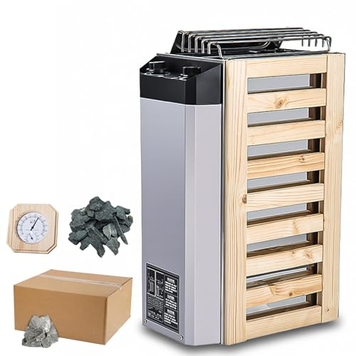 LADECNERHT Stufa per Sauna 3,6 Kw 220 V, Stufa Elettrica per Sauna a Controllo Interno, Stufa Elettrica per Sauna a Vapore Secco da 220 V, con Scatola di Pietre per Sauna E Termometro