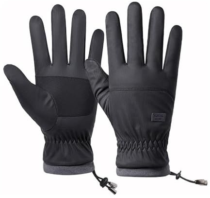 ZEMINRI Gants Hiver Chauffant Homme et Femme Gants Noir Chauds Imperméables Gant Antidérapants Tactiles Moto Velo Trotinette Electrique VTT Polaire Fine Coupe Vent pour Sports Course (Noir)