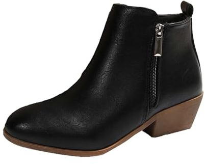 Generisch Botines para mujer, botines puntiagudos, zapatos de invierno, cómodos, con cremallera, botines para el tobillo, botas de invierno, vintage, otoño, botas de nieve, elegantes botas de
