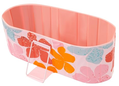 Faltbare Badewanne für Erwachsene, 150cm Eisbadewanne Tragbar, Freistehende Wanne für Eisbaden & Warmwasser, Ideal für Heim-SPA, Outdoor Wellness & Familie (Blumenmuster)