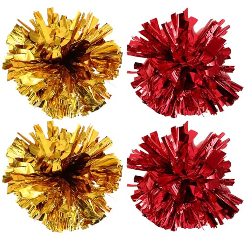 BESPORTBLE Pompon da Cheerleader 4 Pezzi, Accessori da Cheerleading Leggeri e Resistenti, Pompon per Tifo e Spettacoli Sportivi Scolastici, Decorazioni per Feste e attività di Squadra