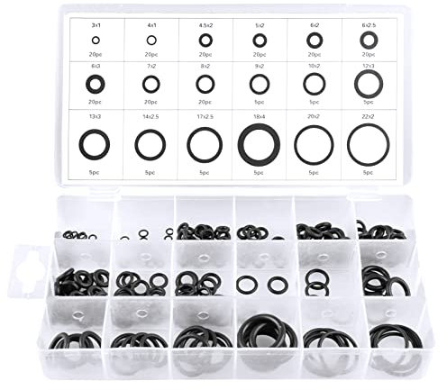 225 tlg. Set Dichtungsringe, O-Ring Sortiment, Dichtungen für Wasserhahn Sanitärwartung,18 Größen, Ø 3-22 mm