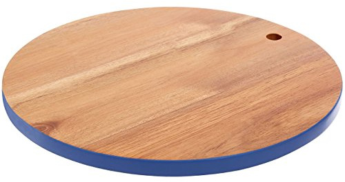 Premier Housewares 1104695 Socorro Round blau Edge-hacken-Board, Akazienholz, natürlich
